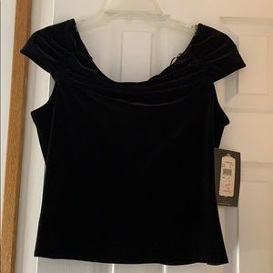 Black velvet off the shoulder top.  Size M